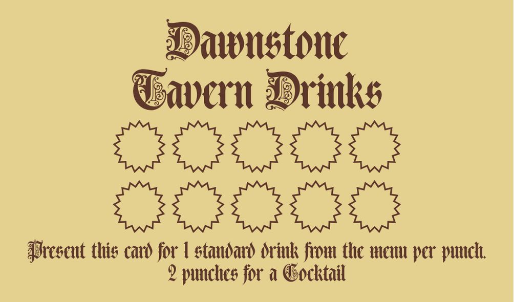 Quest Tavern Drink Tickets
